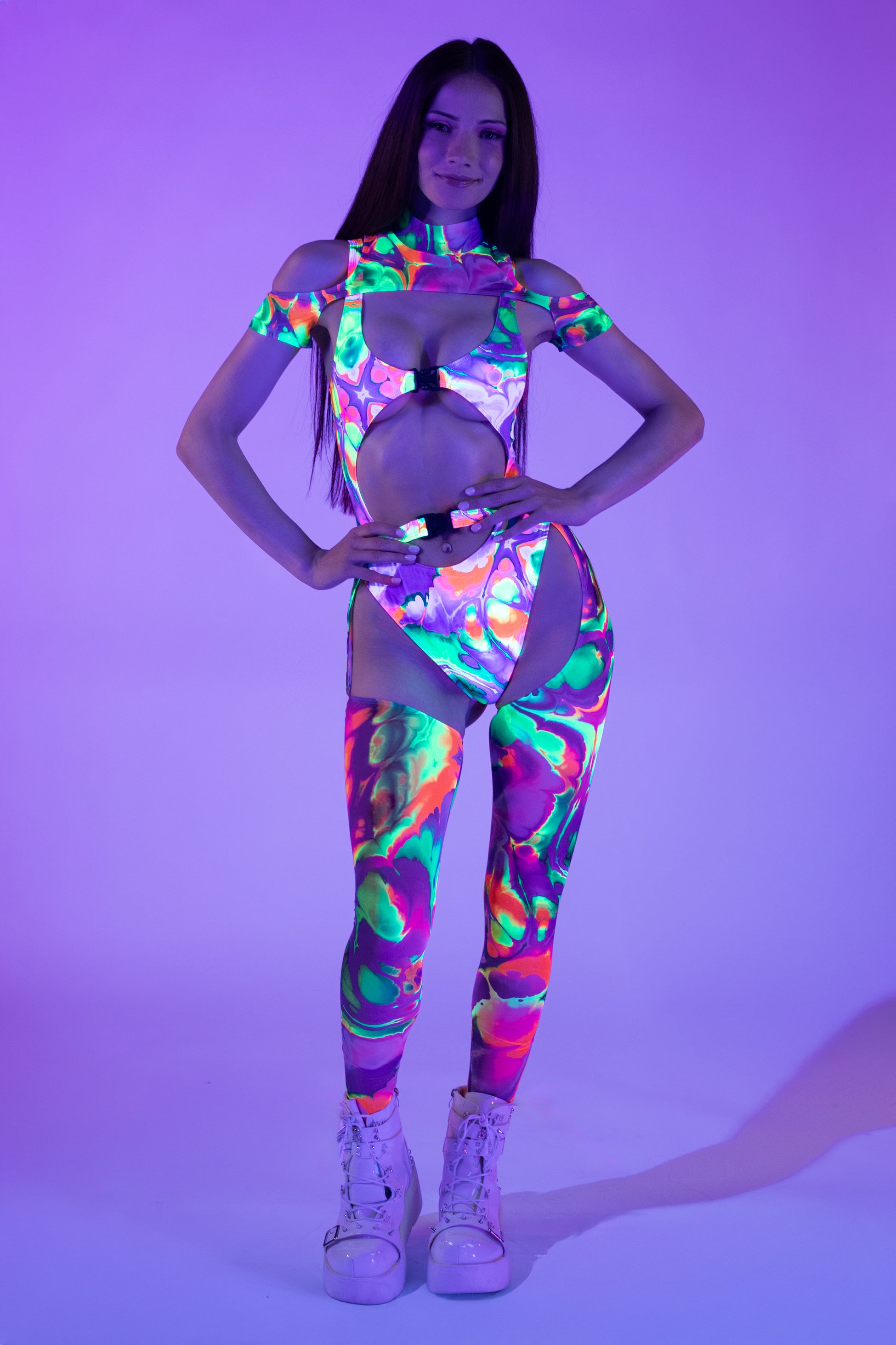 Color Spill Buckle Short Sleeve Set 1