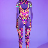 Space Groove Buckle Short Sleeve Set