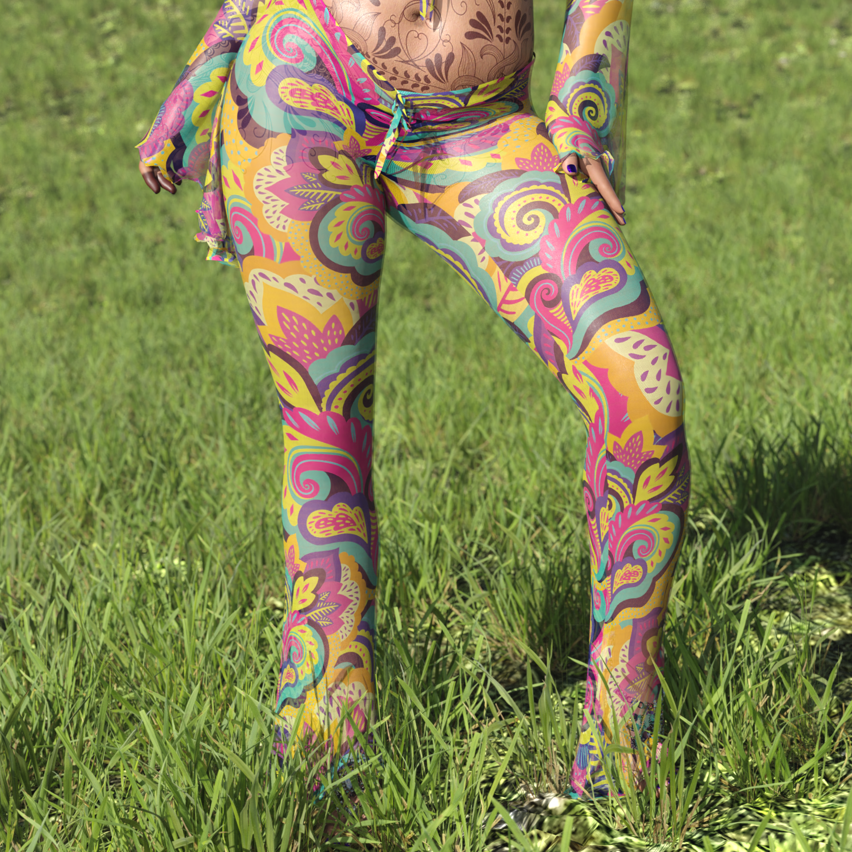 Summer Blossom Mesh Drawstring Pants 2