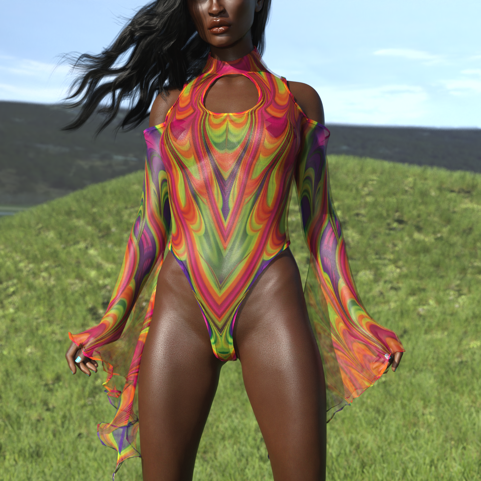 Dimension Lore Mesh Teardrop Leotard 2