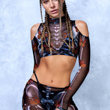 Eerie Flutter Mesh Coldshoulder Set
