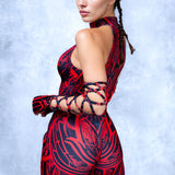 Unholy Red Criss-Cross Jumpsuit Set