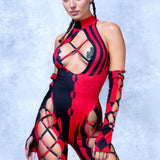 She's Crazy Red Crown Criss-Cross Jumpsuit Set