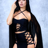Just Black Witch Cross Corset Set