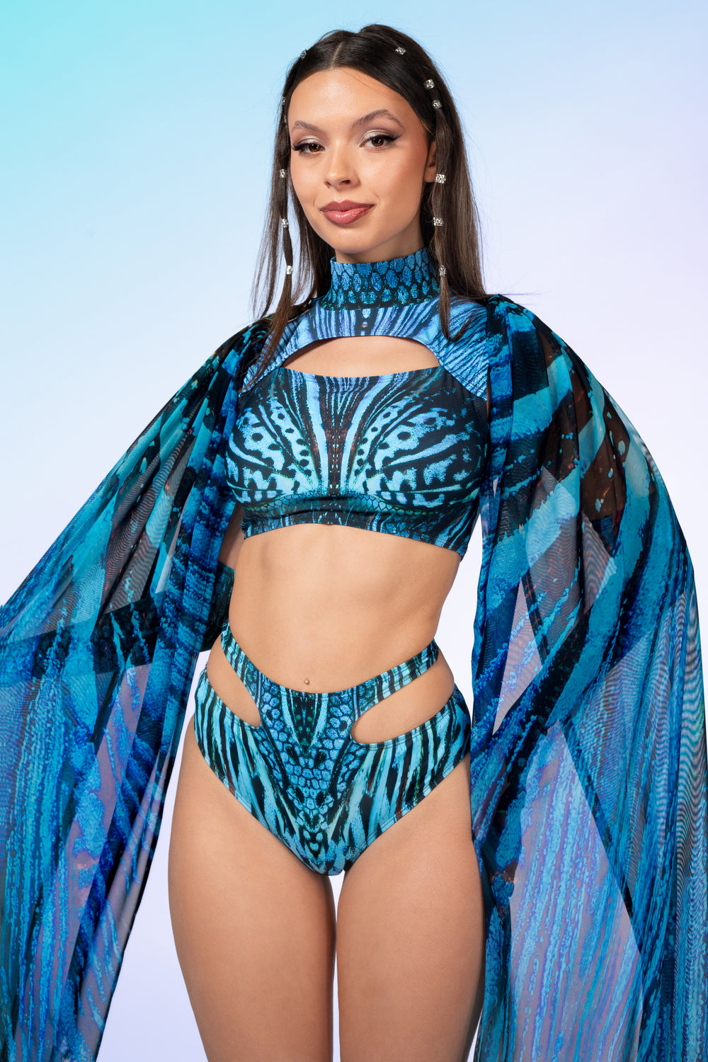 Blue Hypnotic Mesh Moth Wings