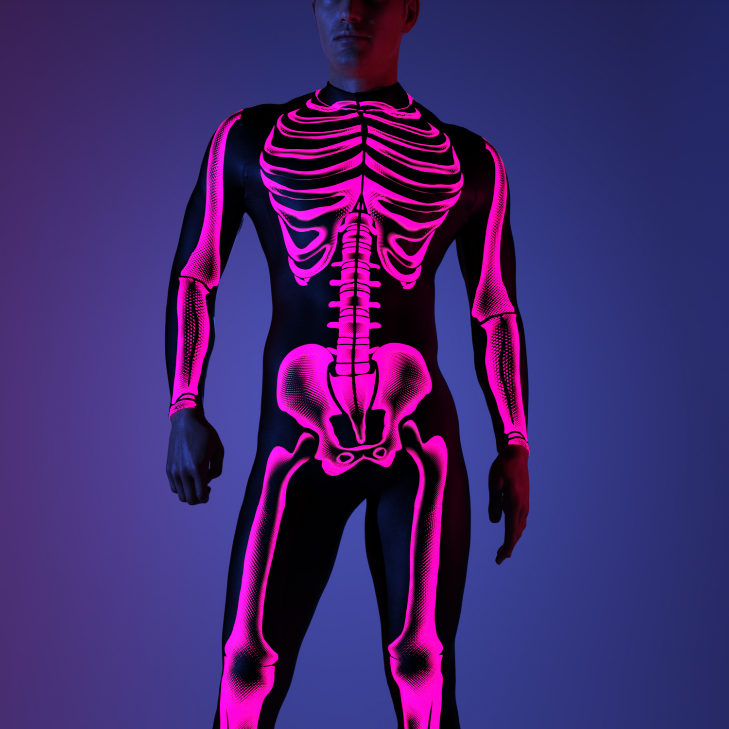 Halftone Skeleton Pink Male Costume