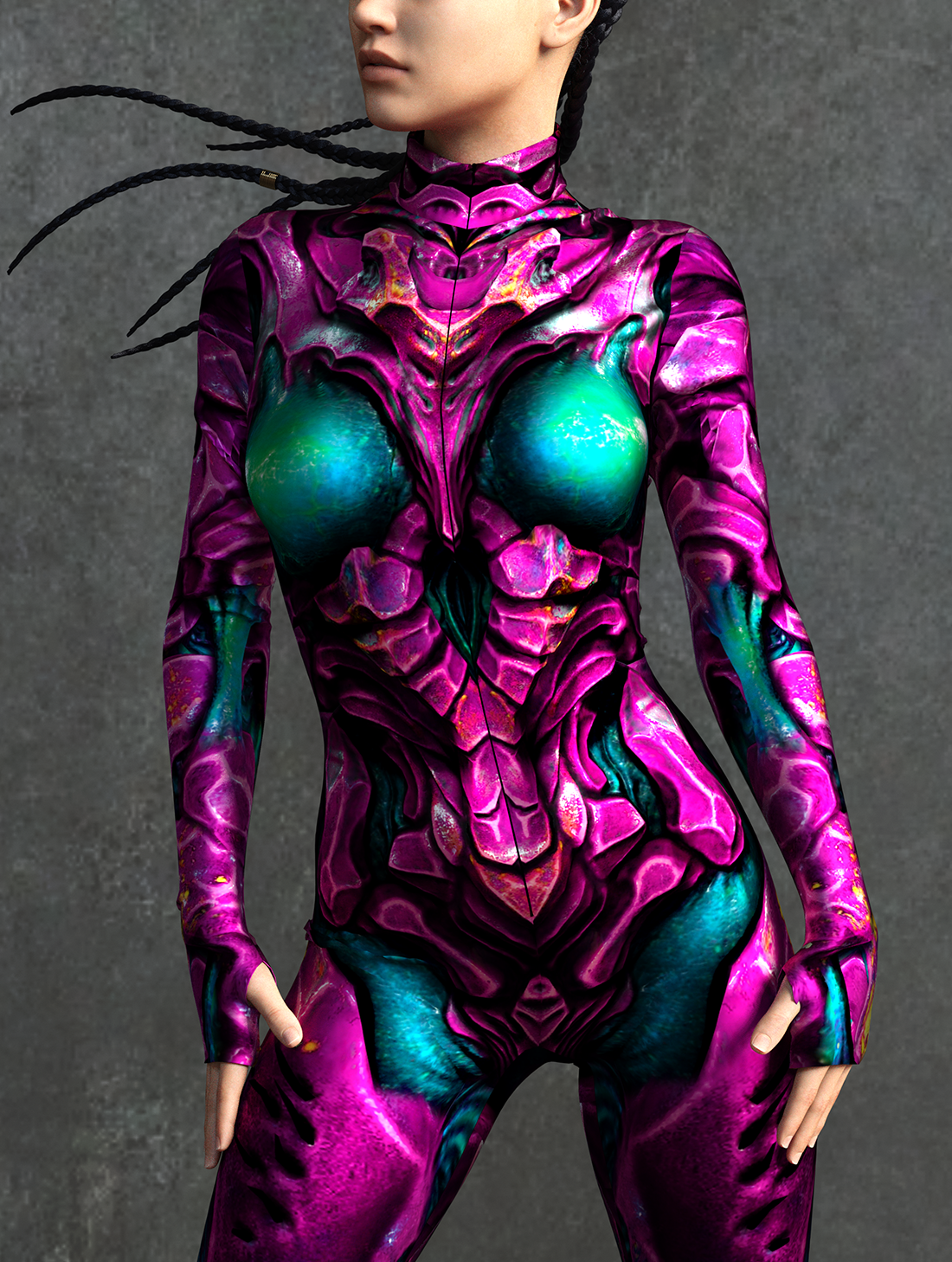 Kryptonian Armor Magenta Costume 7
