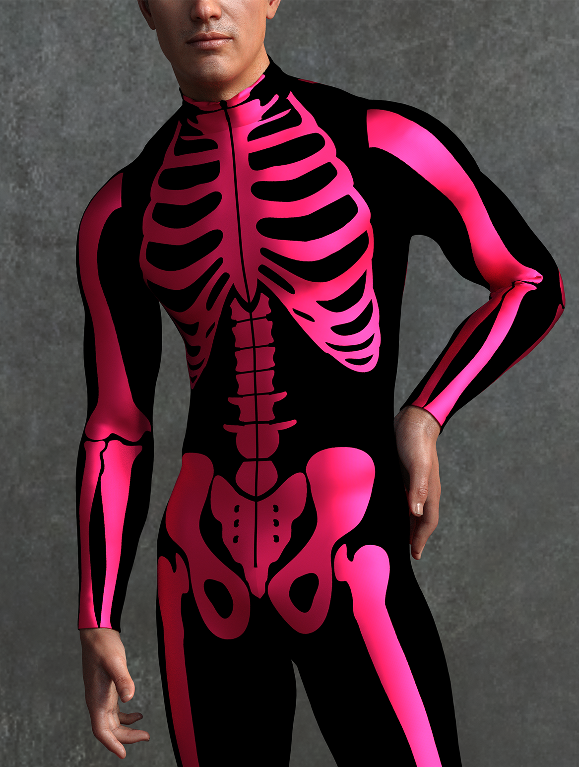 Red Bossy Skeleton Male Costume 1