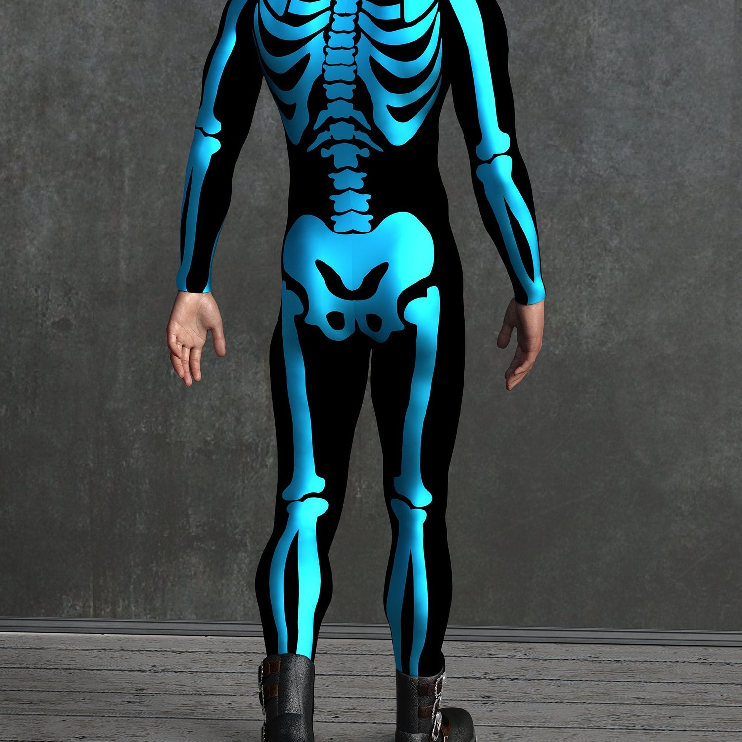 Blue Bossy Skeleton Male Costume 4