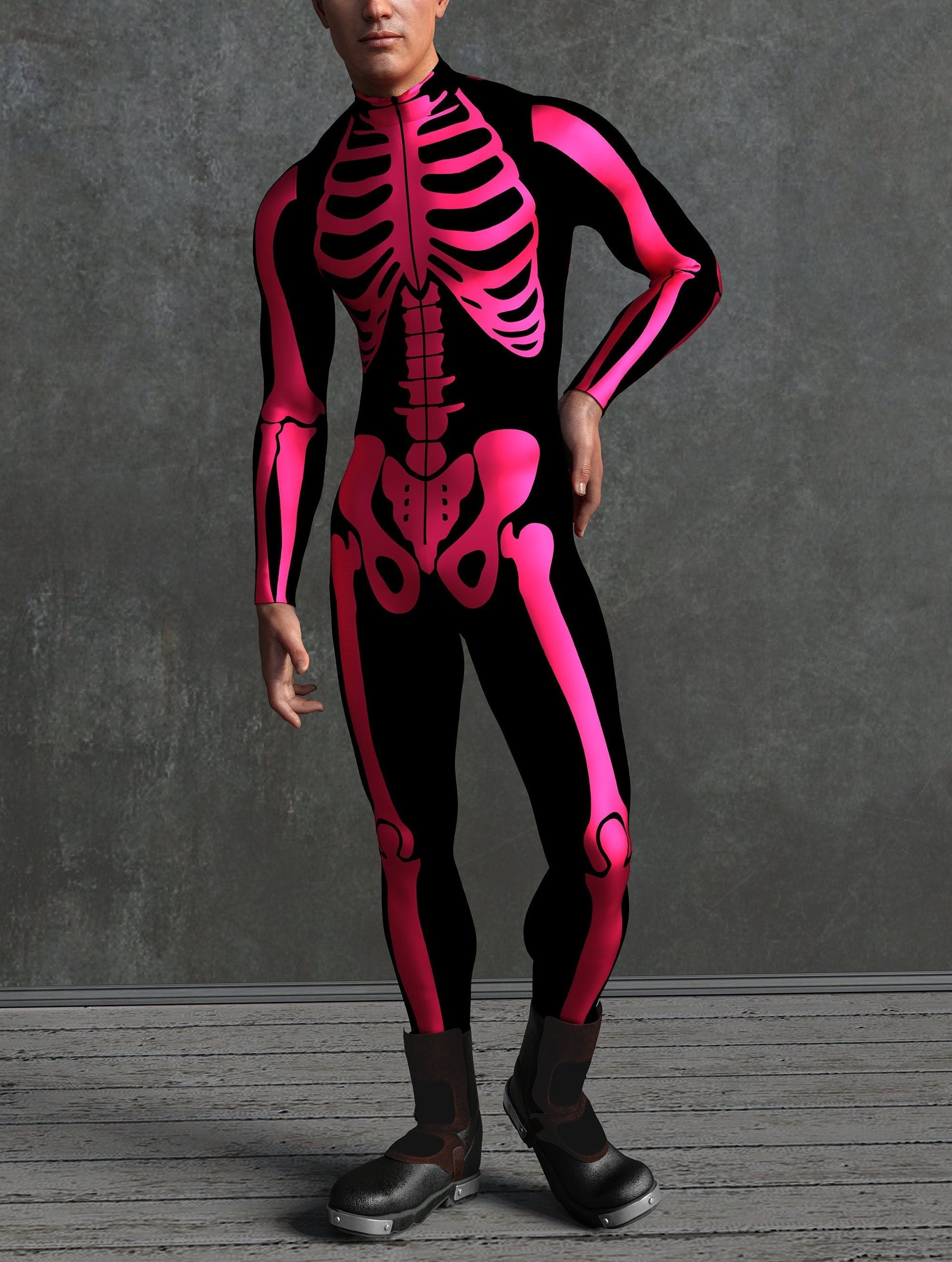 Red Bossy Skeleton Male Costume 2