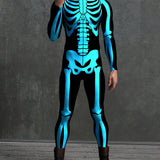 Blue Bossy Skeleton Male Costume
