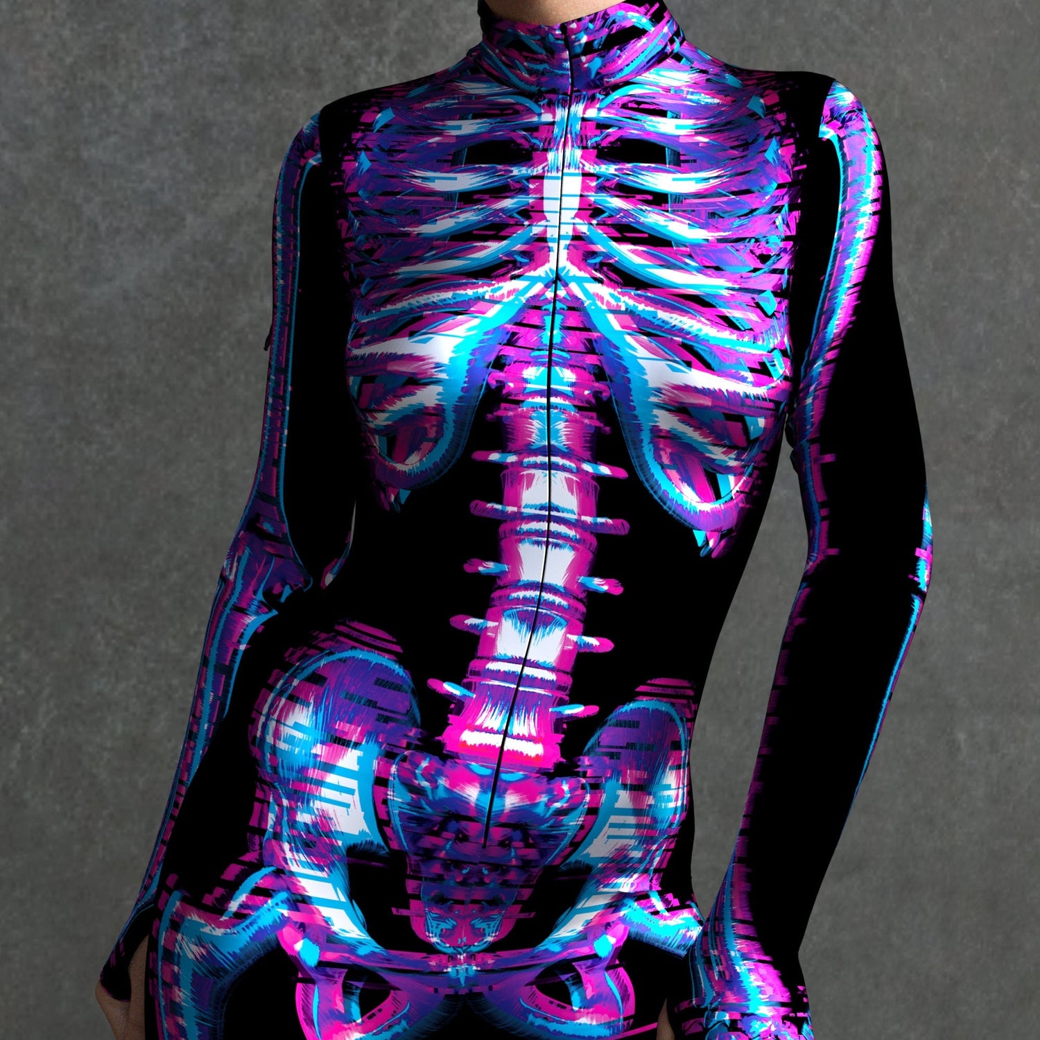 Glitch Skeleton Costume Black, Purple