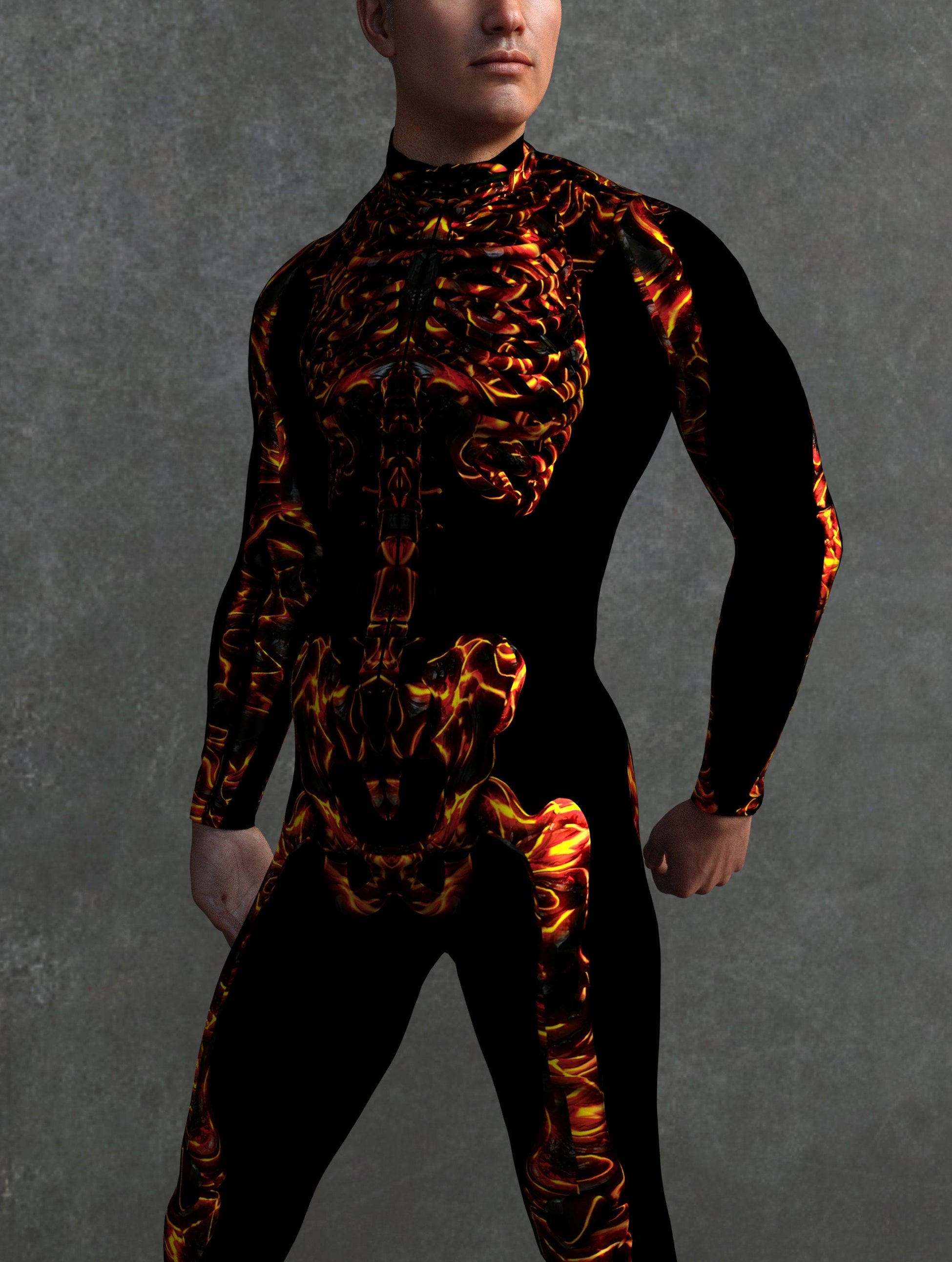 Lava Skeleton Male Costume 1