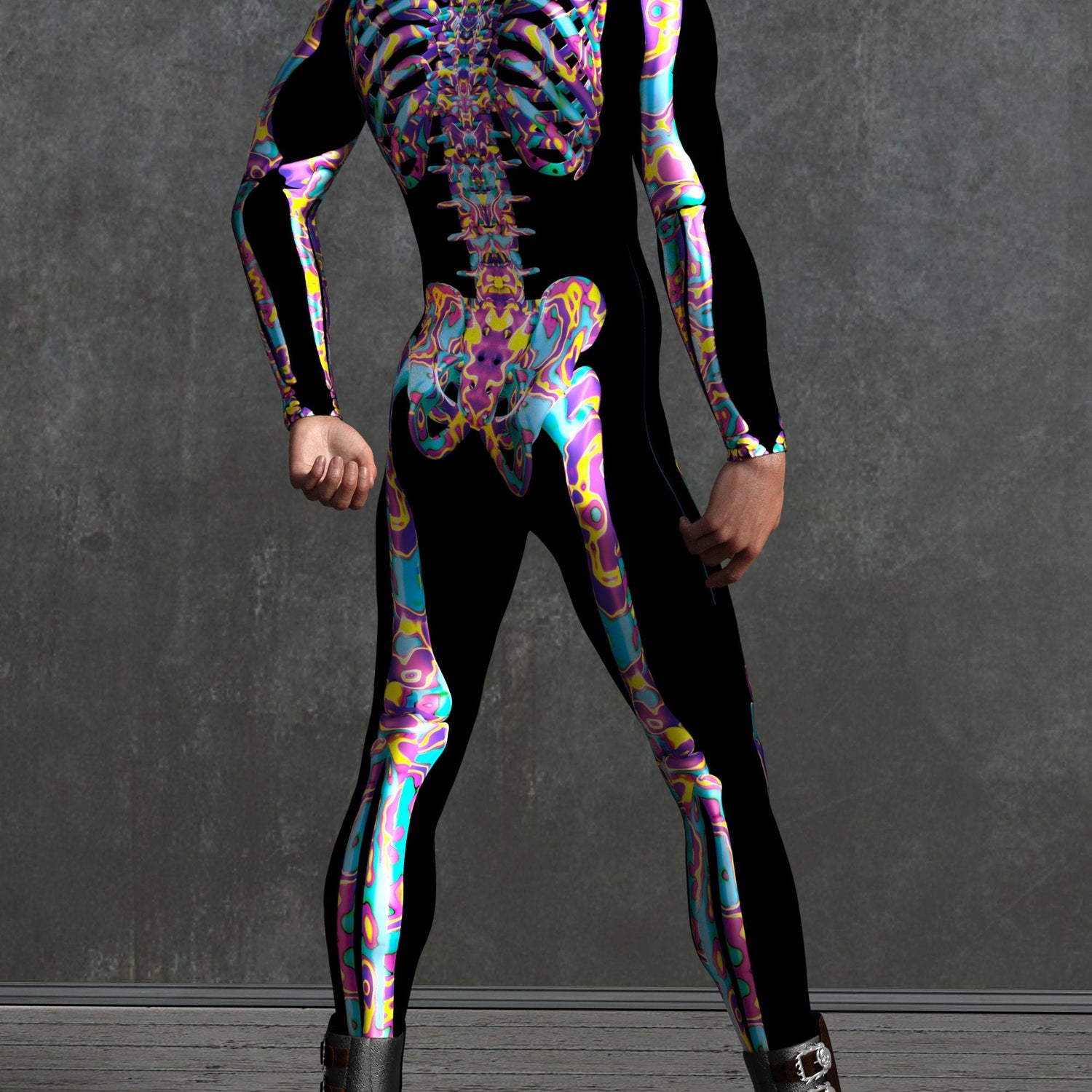 Psy Candy Skeleton Male Costume 2