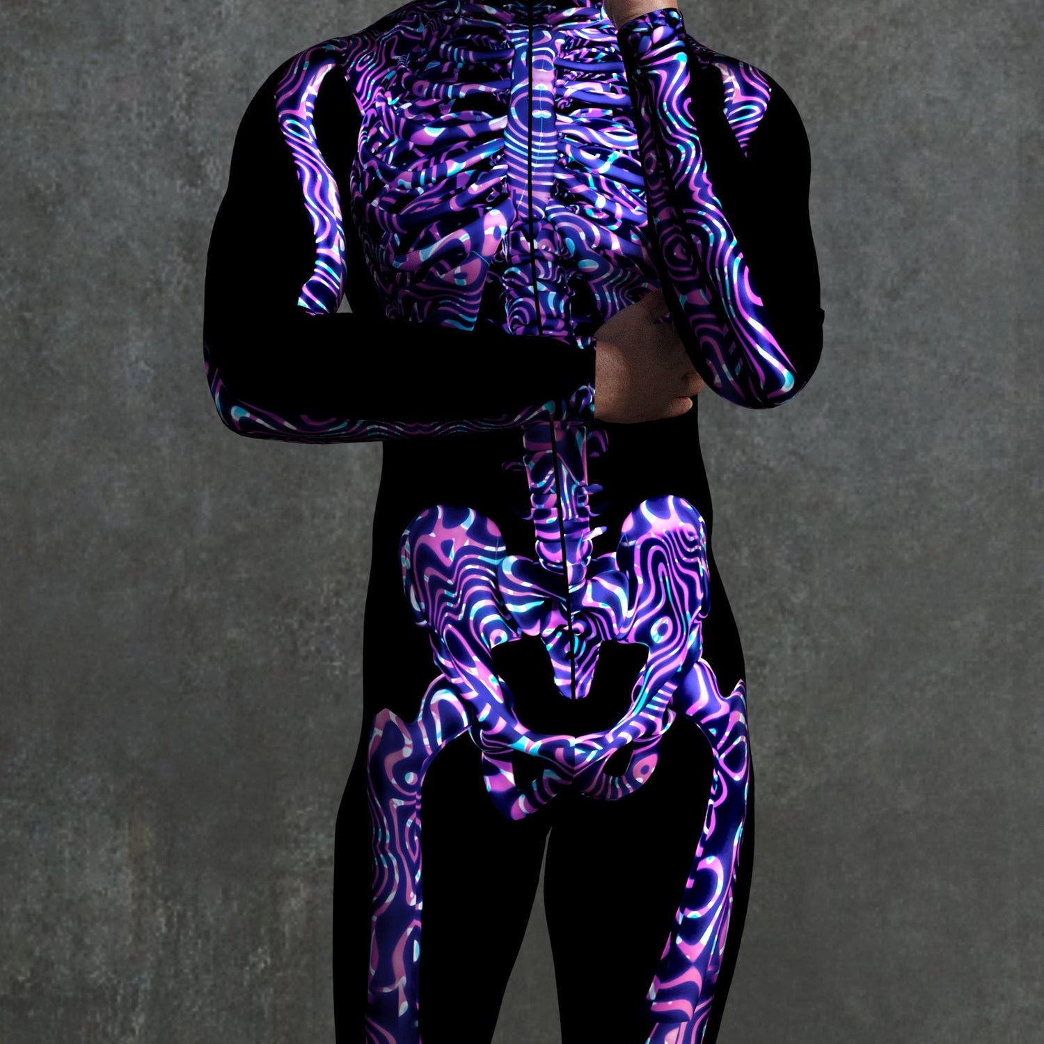 Purple Madness Skeleton Male Costume 7