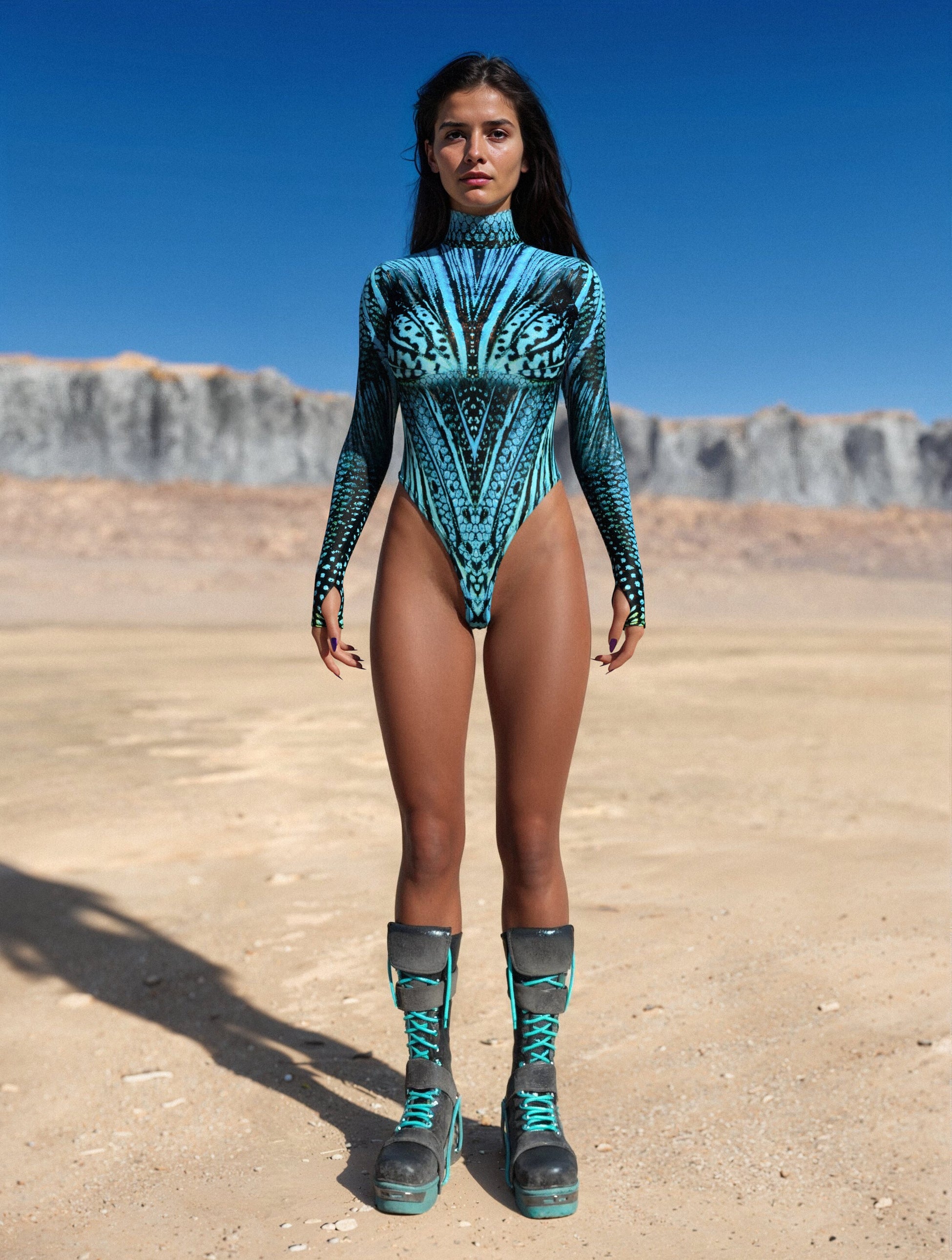 Blue Hypnotic Back Zip Leotard 2