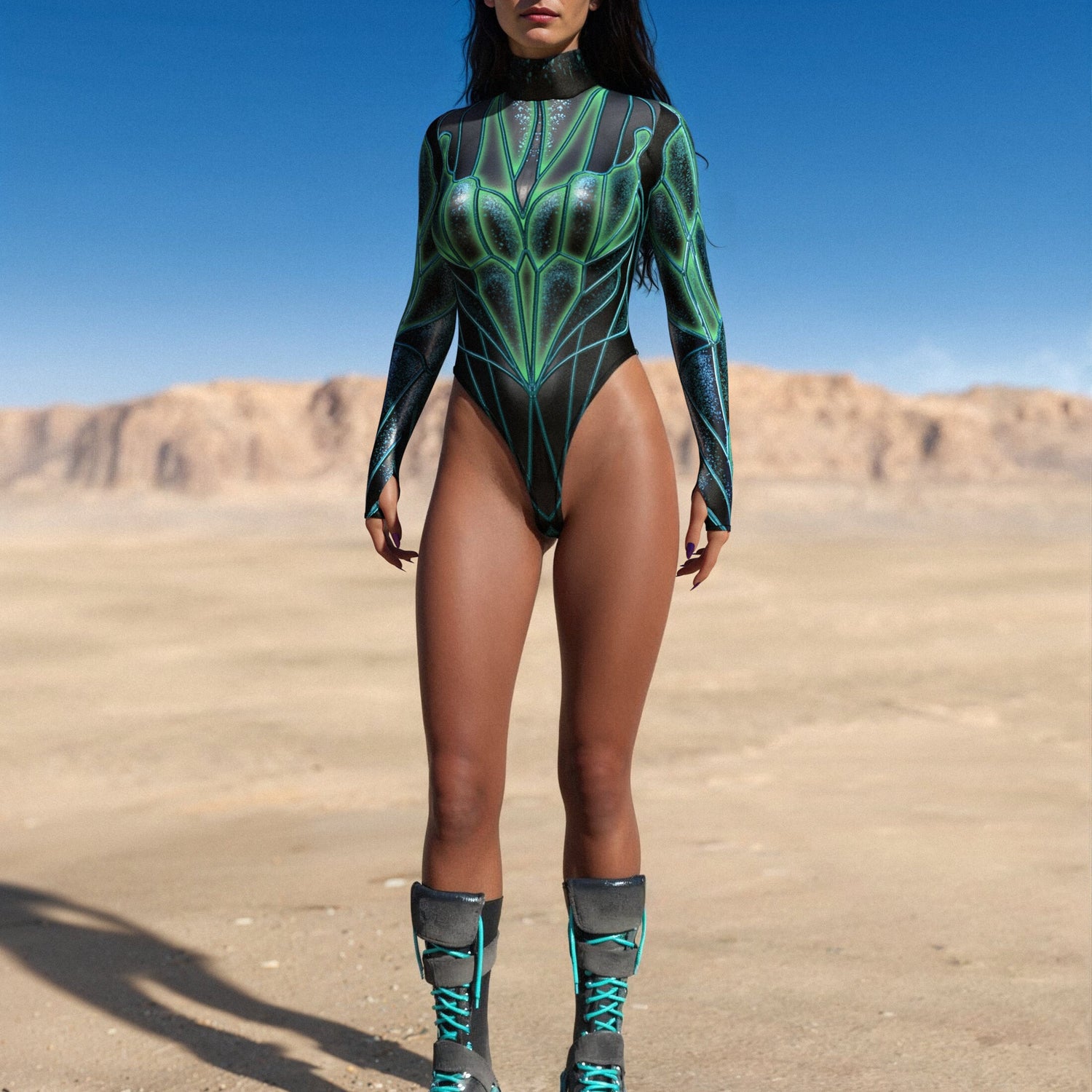 Soaring Alchemy Green Back Zip Leotard Green