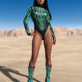 Soaring Alchemy Green Back Zip Leotard