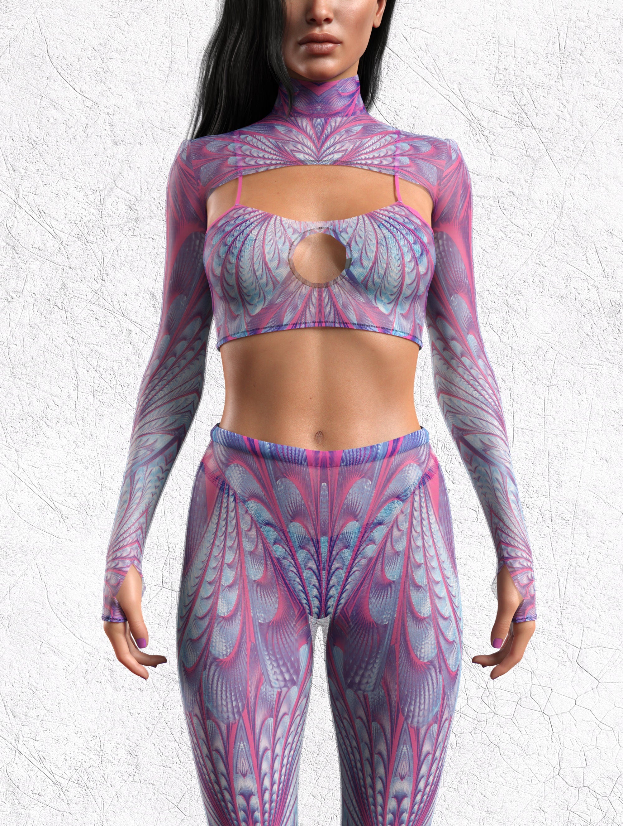 Desert Glow Mesh Cutout Shrug Top Mesh