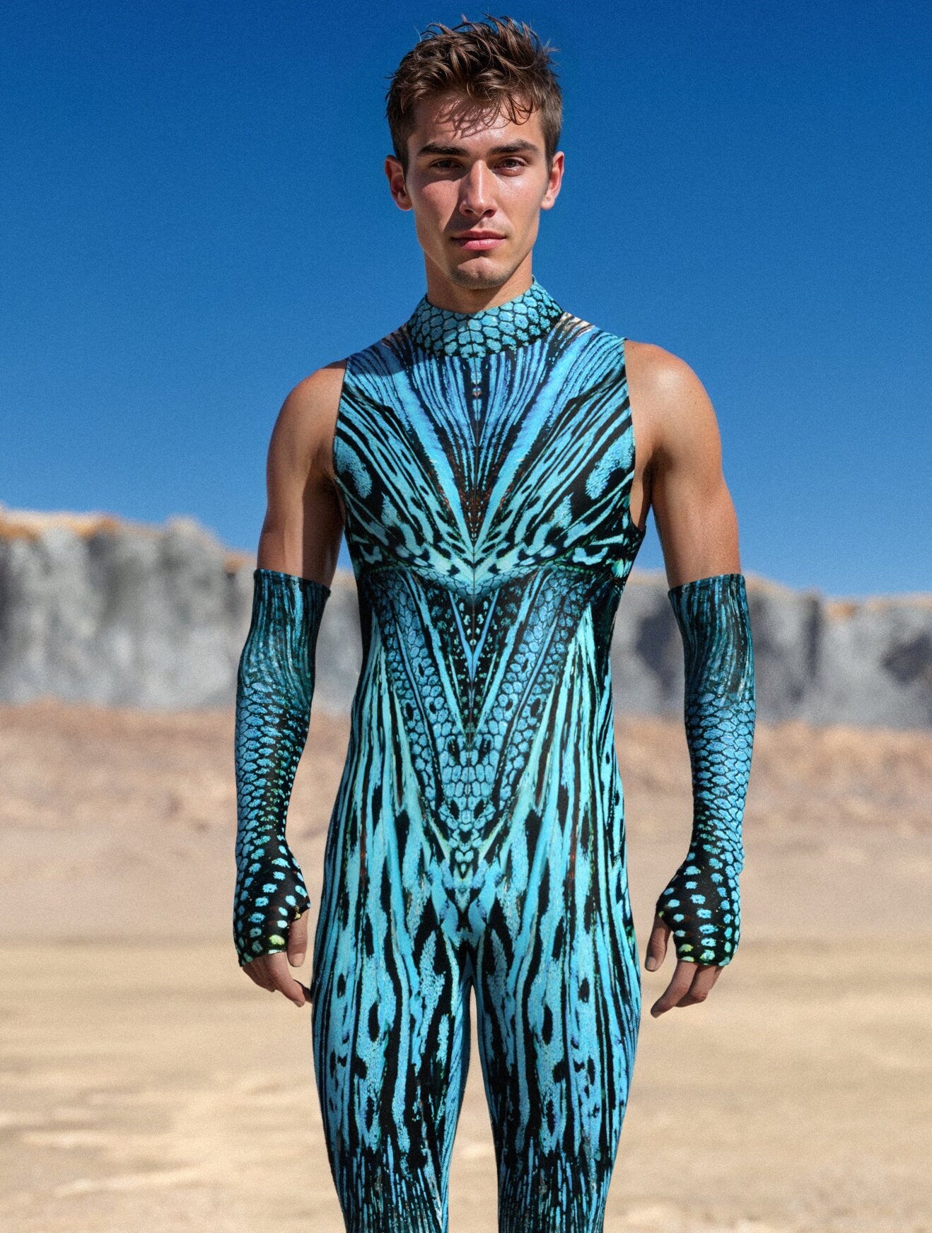 Blue Hypnotic Male Sleeveless Costume 1