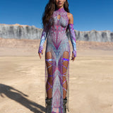 Desert Glow Mesh Keyhole Dress Set