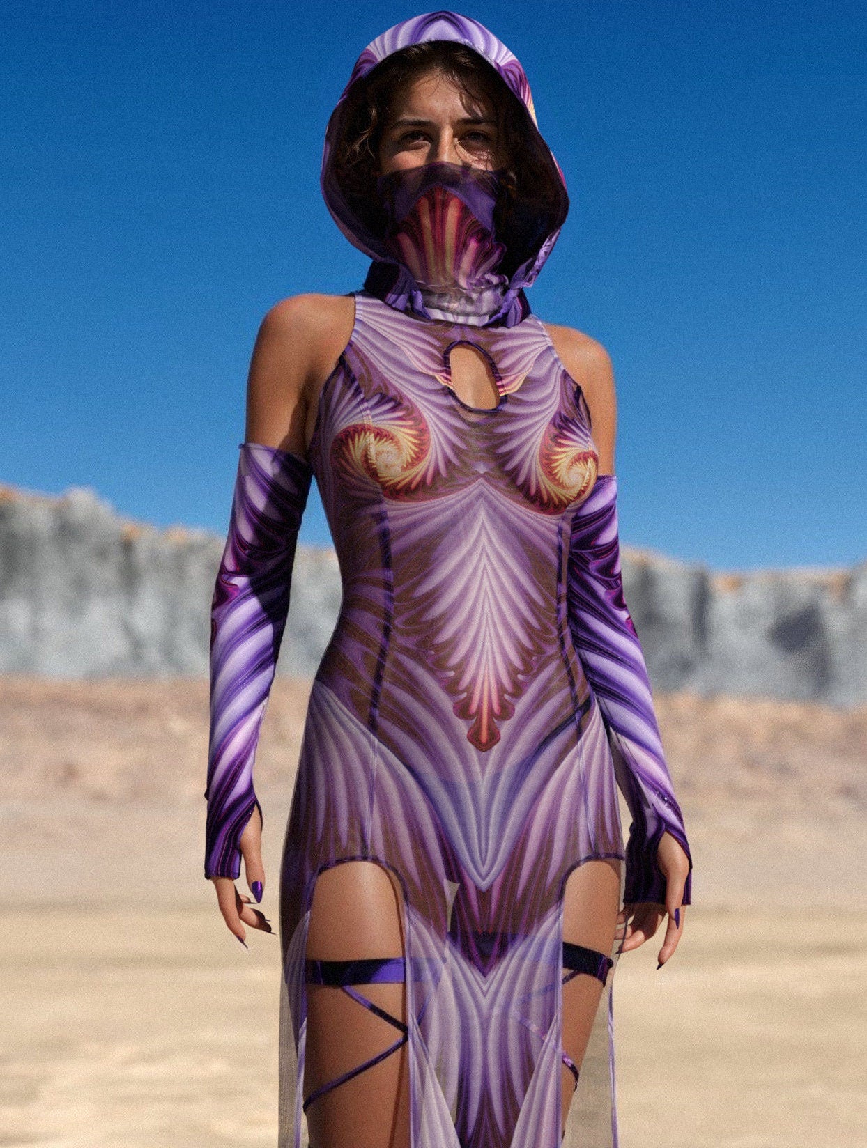 Psyverse Mesh Keyhole Dress Set 1