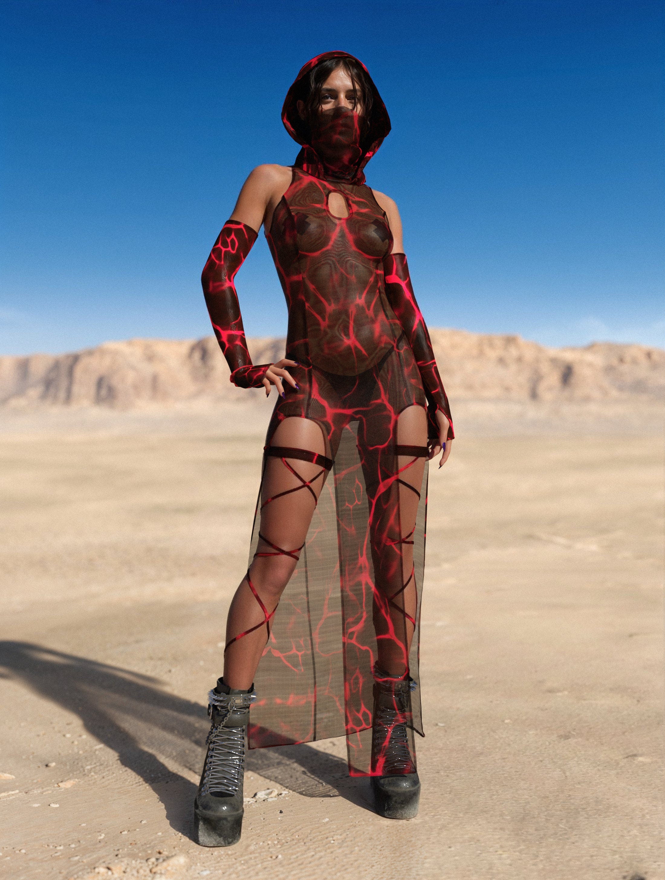 Dust Devil Mesh Keyhole Dress Set Festival