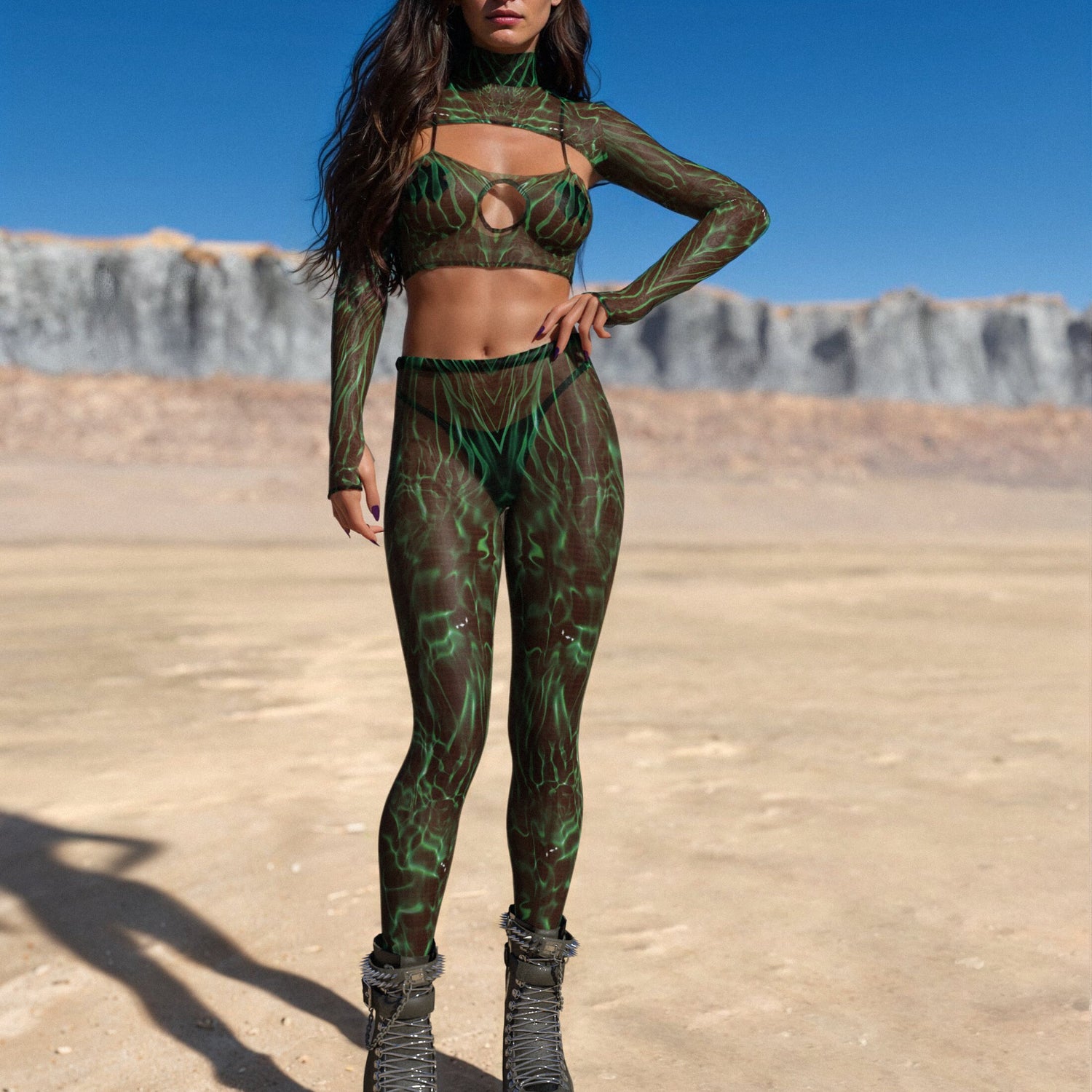 Electra Paradox Mesh Cutout Shrug Top Festival
