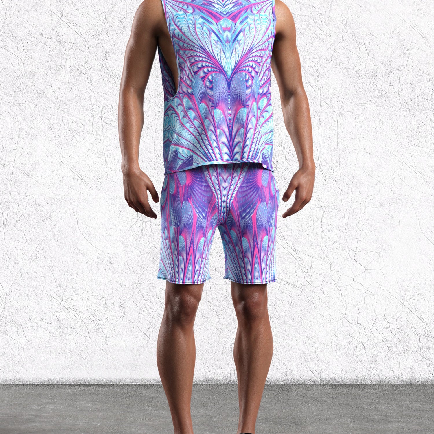 Desert Glow Male Rave Shorts Lycra
