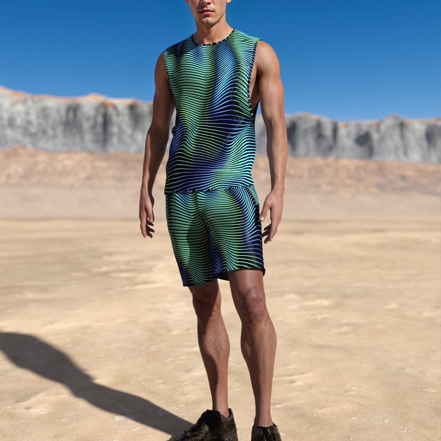 Illusions Male Rave Shorts Blue