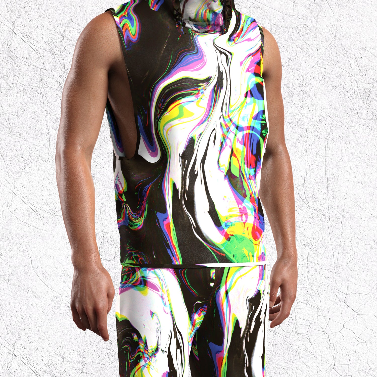 Rainbow Spill Male Rave Hood 7