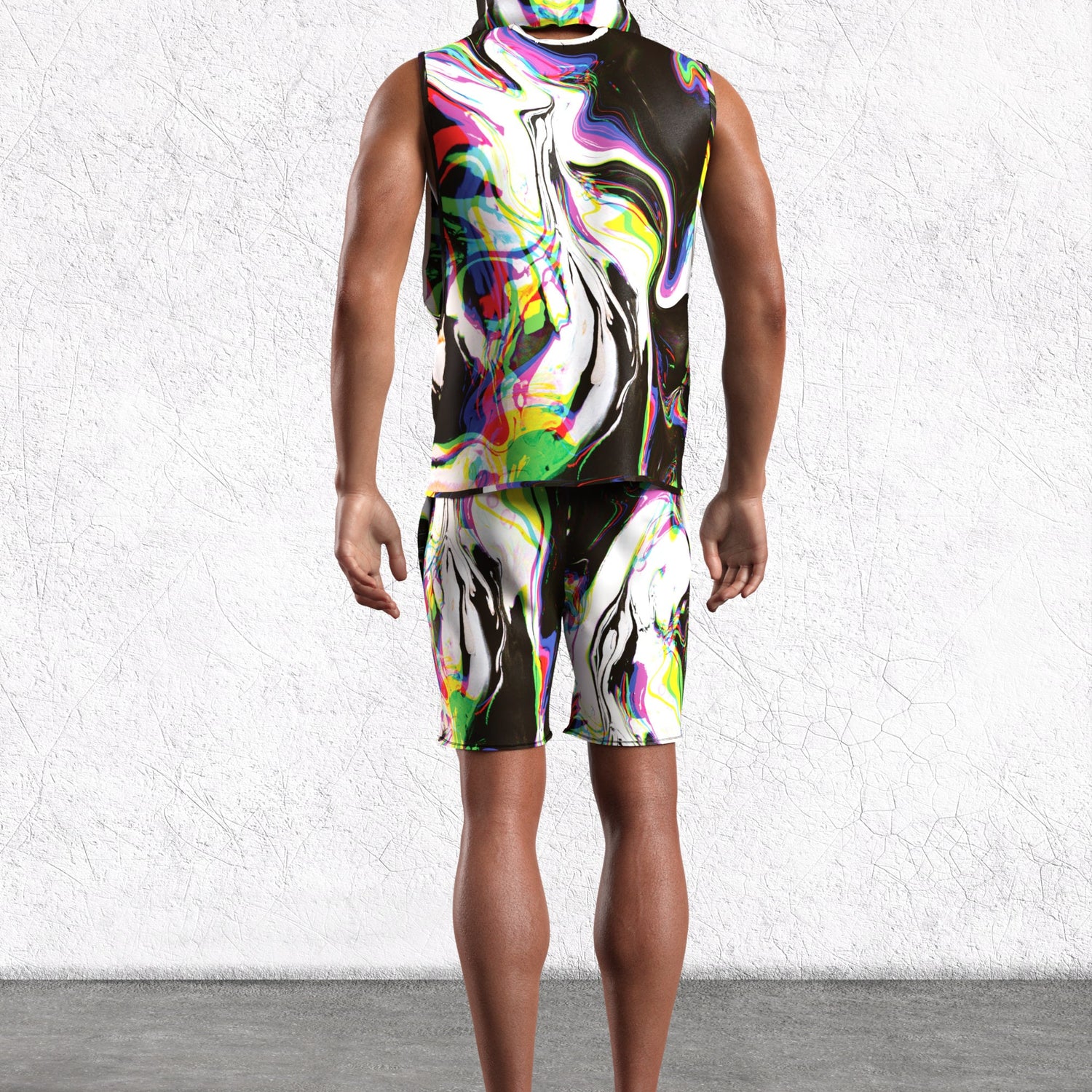 Rainbow Spill Male Rave Hood 6