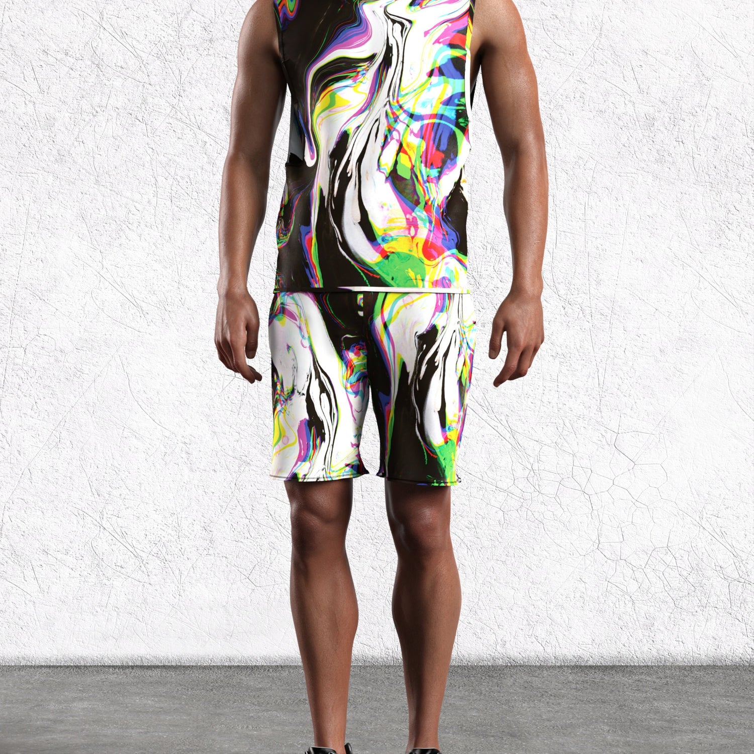 Men Rainbow Spill Male Rave Hood