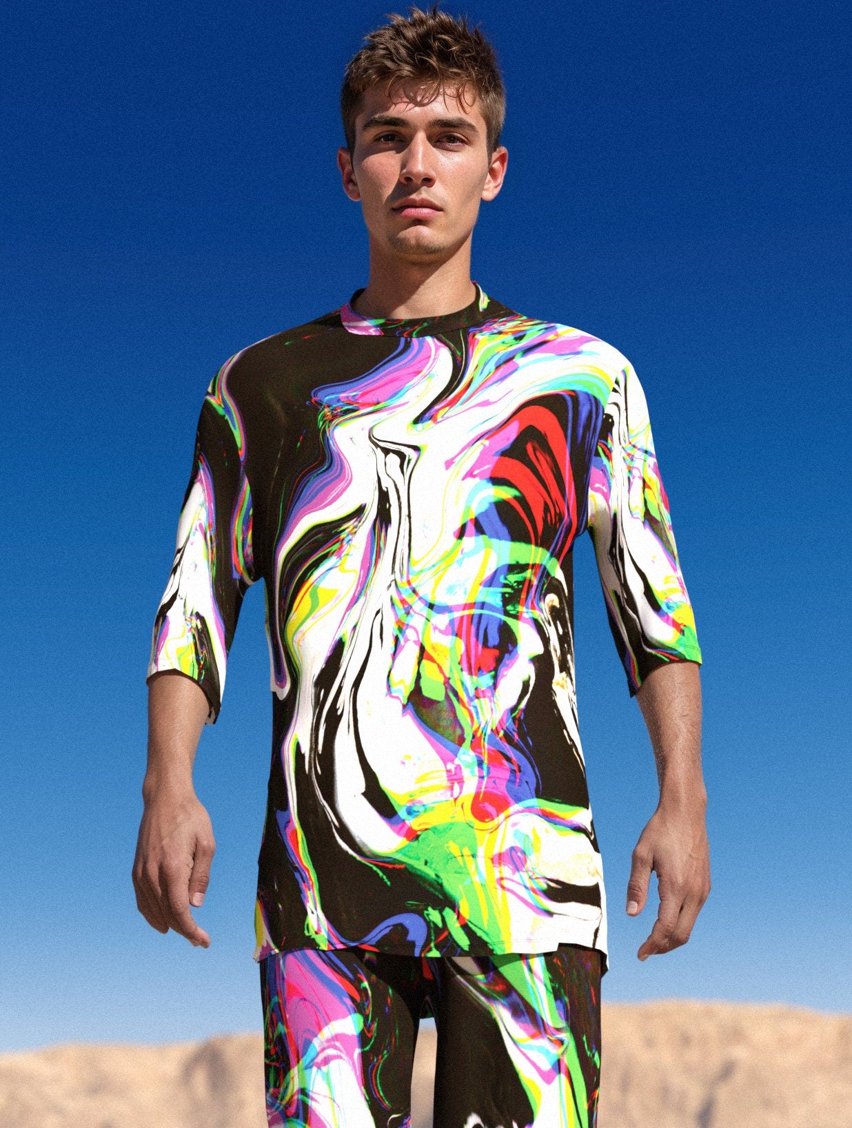 Rainbow Spill Male Rave Pants 1