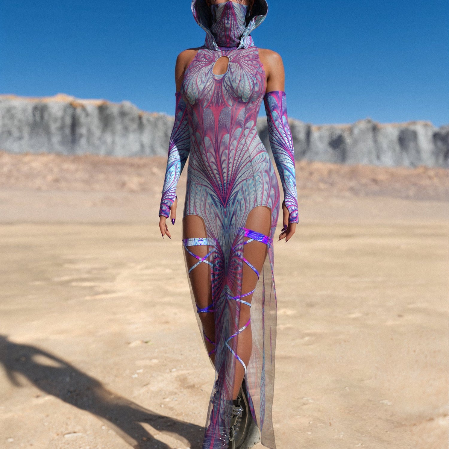 Desert Glow Rave Hood Lycra