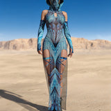 Desert Spirit Mesh Keyhole Dress Set