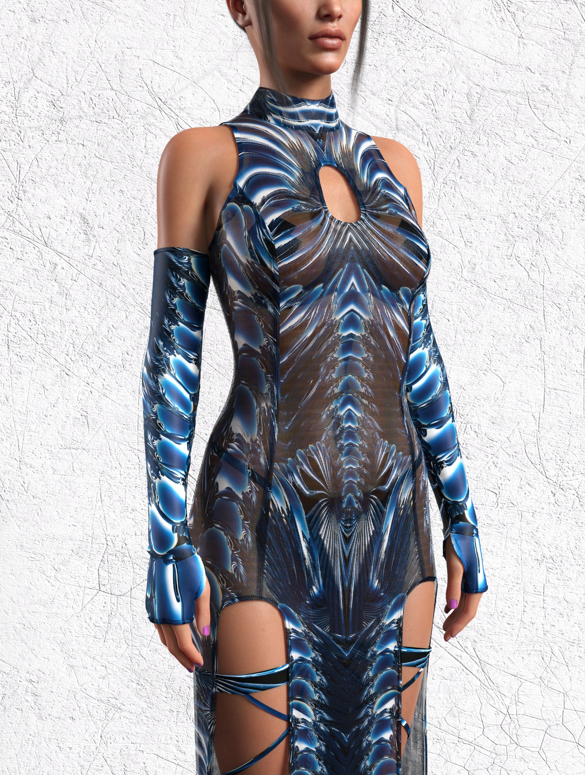 Aquametal Mesh Keyhole Dress Set 6