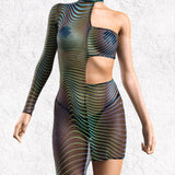 Illusions Mesh Asymmetrical Dress