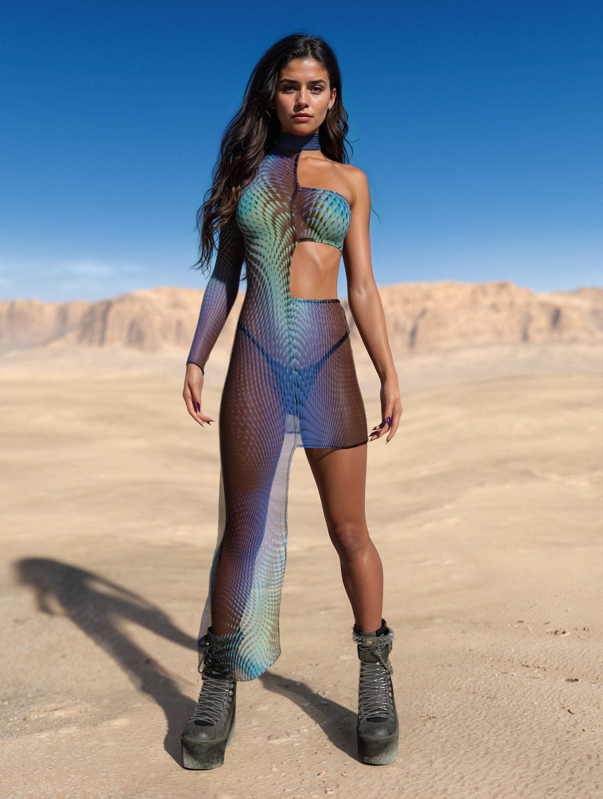 X Ice Mesh Asymmetrical Dress 2