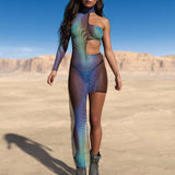 X Ice Mesh Asymmetrical Dress