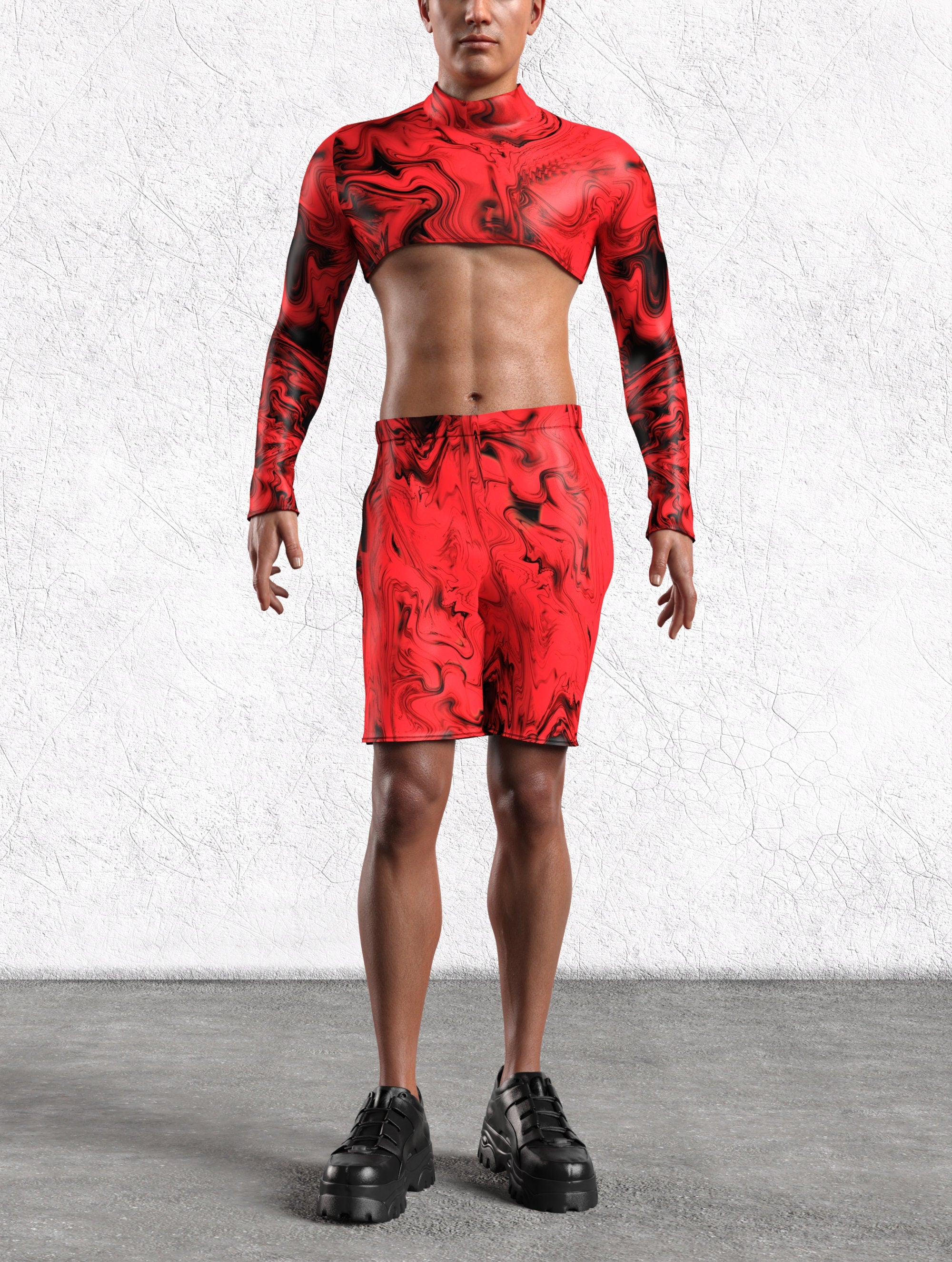 Men Bloodshot Male Crop Top