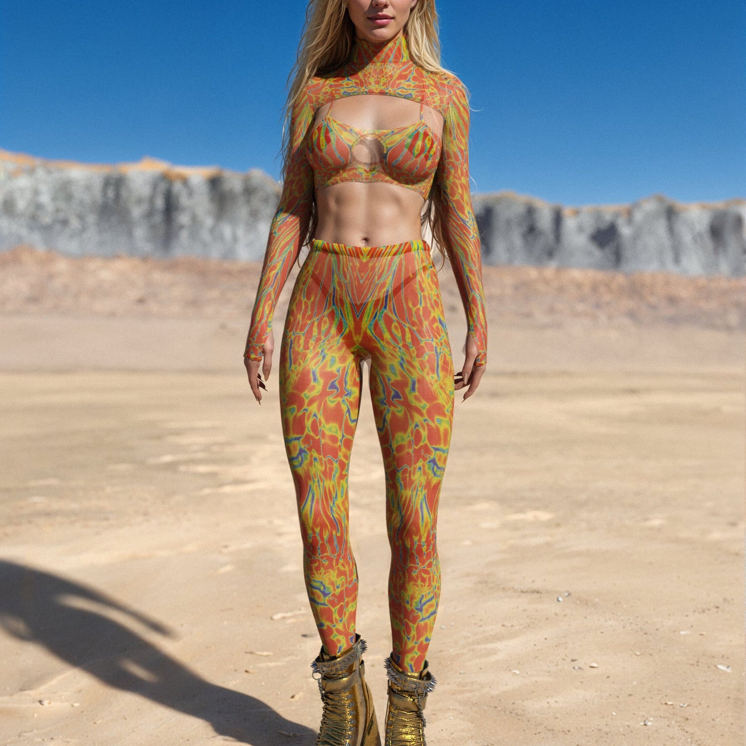 Electra Fever Mesh Cutout Shrug Top Festival