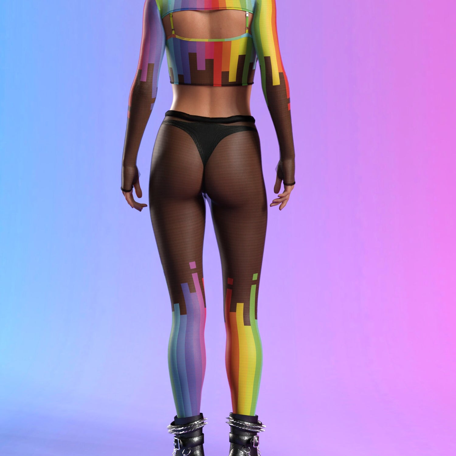 Women Rainscapes Mesh Cutout Shrug Top