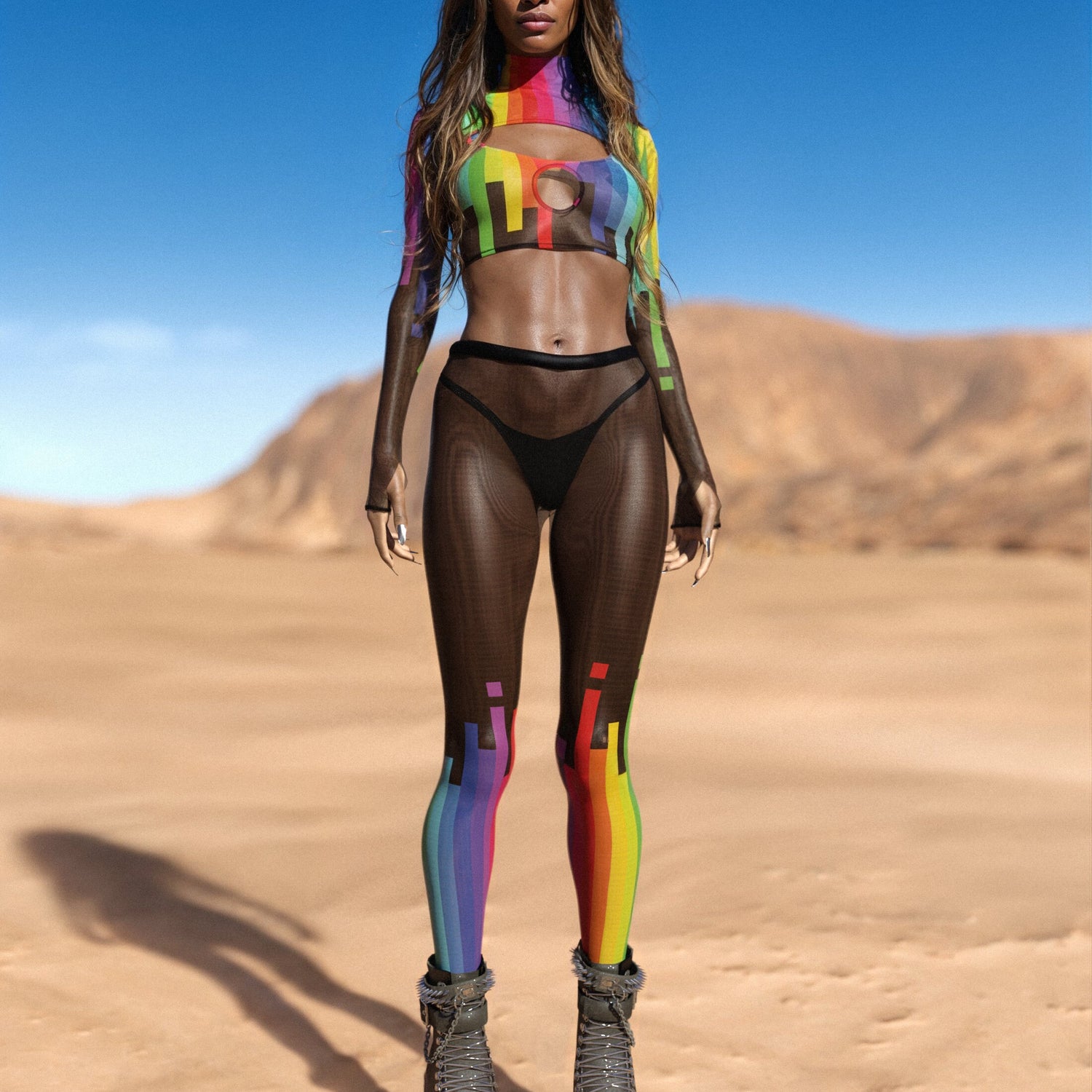 Rainscapes Mesh Cutout Shrug Top