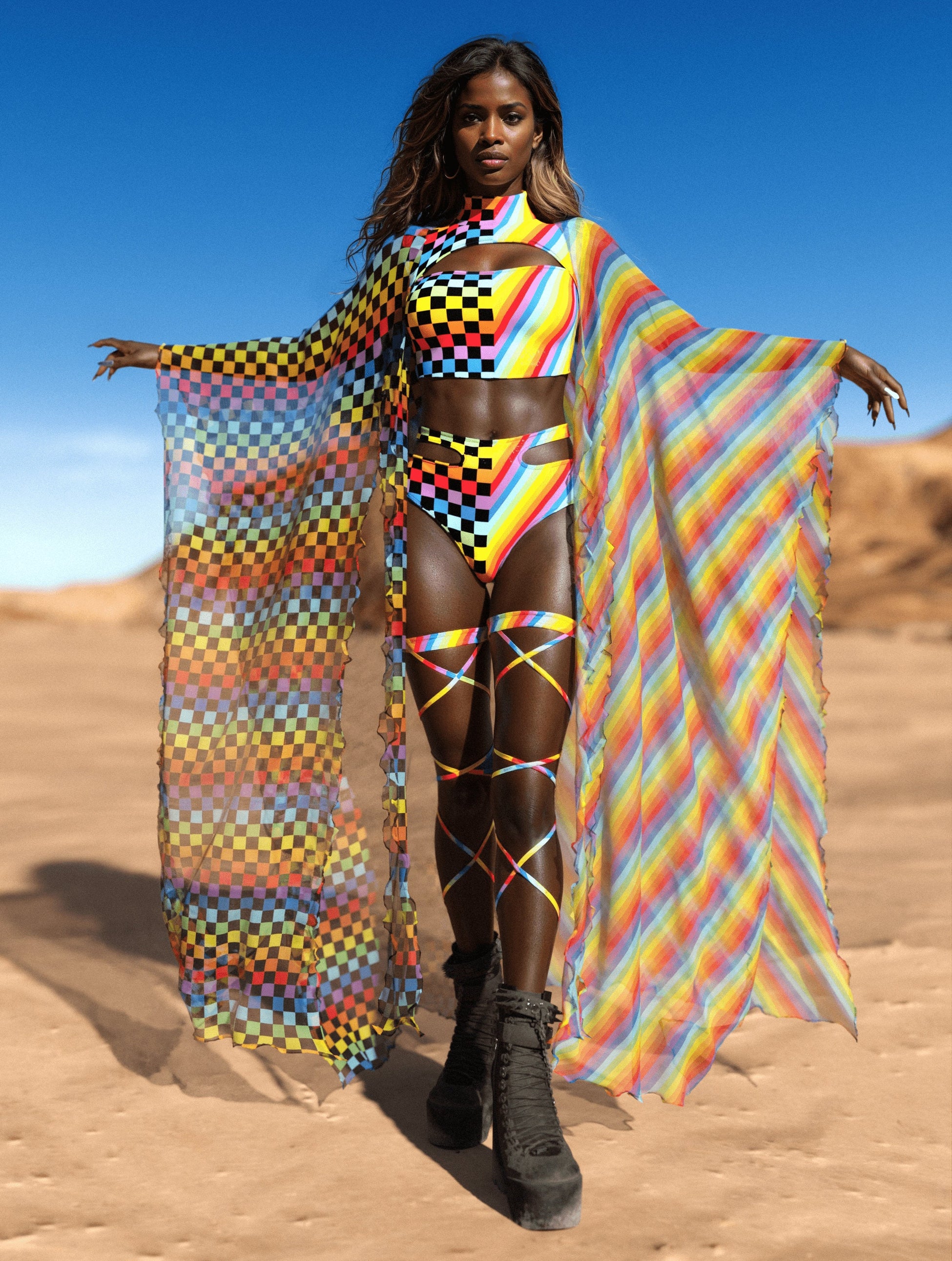 Checkered Past Rave Kimono 1