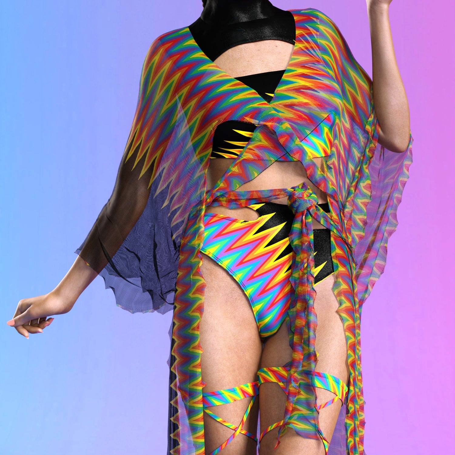 Women Prism Break Rave Kimono Set