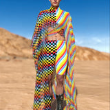 Checkered Past Male Rave Kimono Set