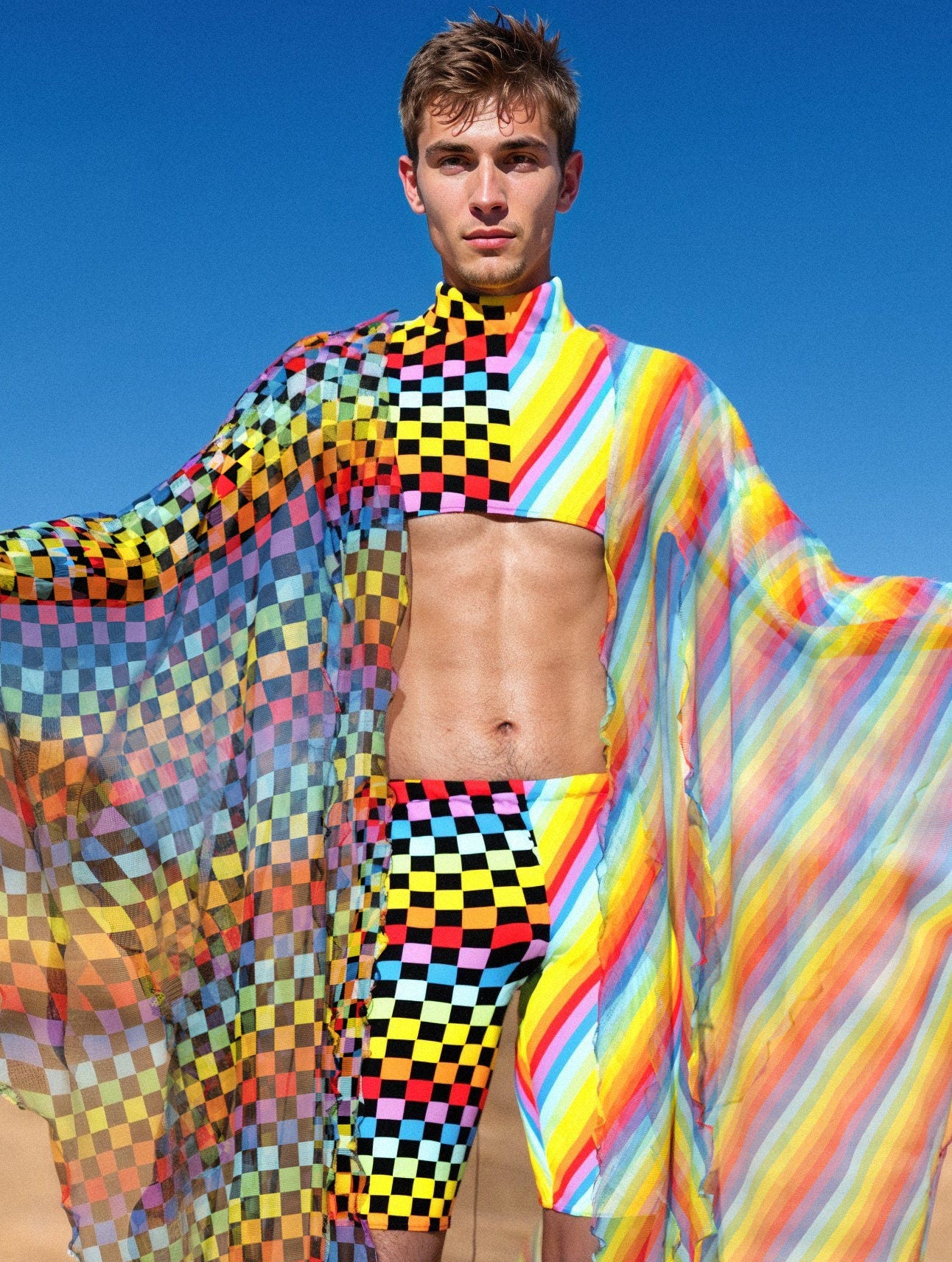 Checkered Past Male Crop Top