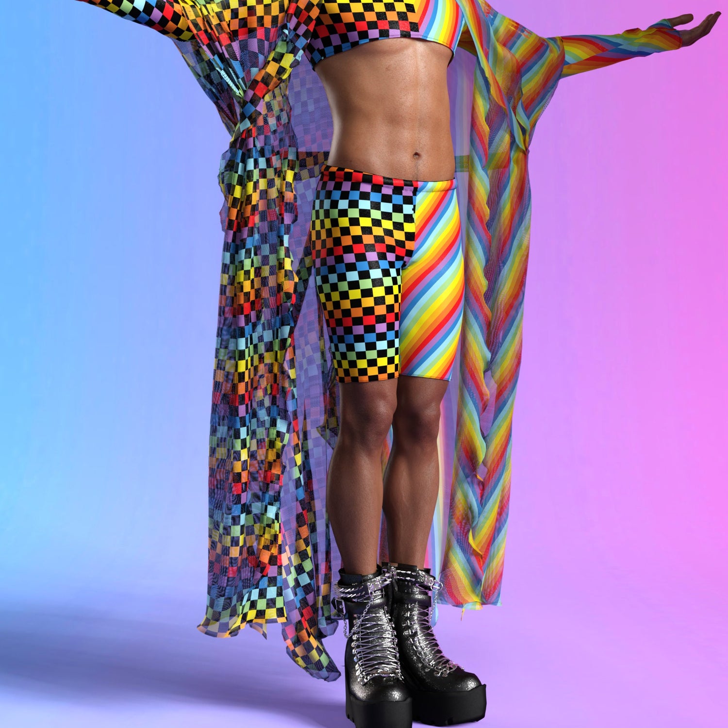 Checkered Past Male Crop Top Lycra