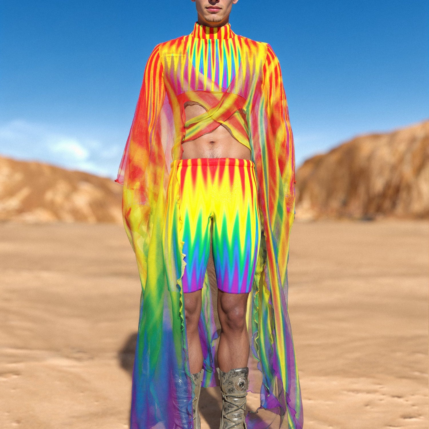 Infinitum Male Biker Shorts Rainbow